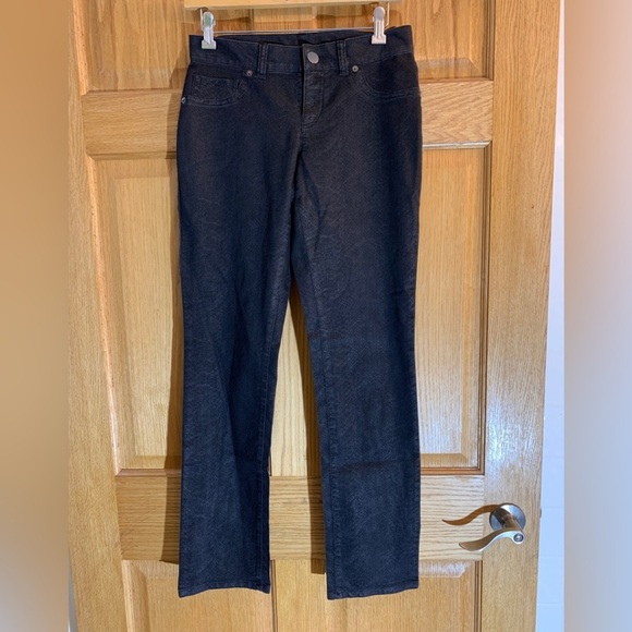 INC International Concepts Black Snakeskin Print Pant Jean Straight Leg Womens 4 - Picture 1 of 5